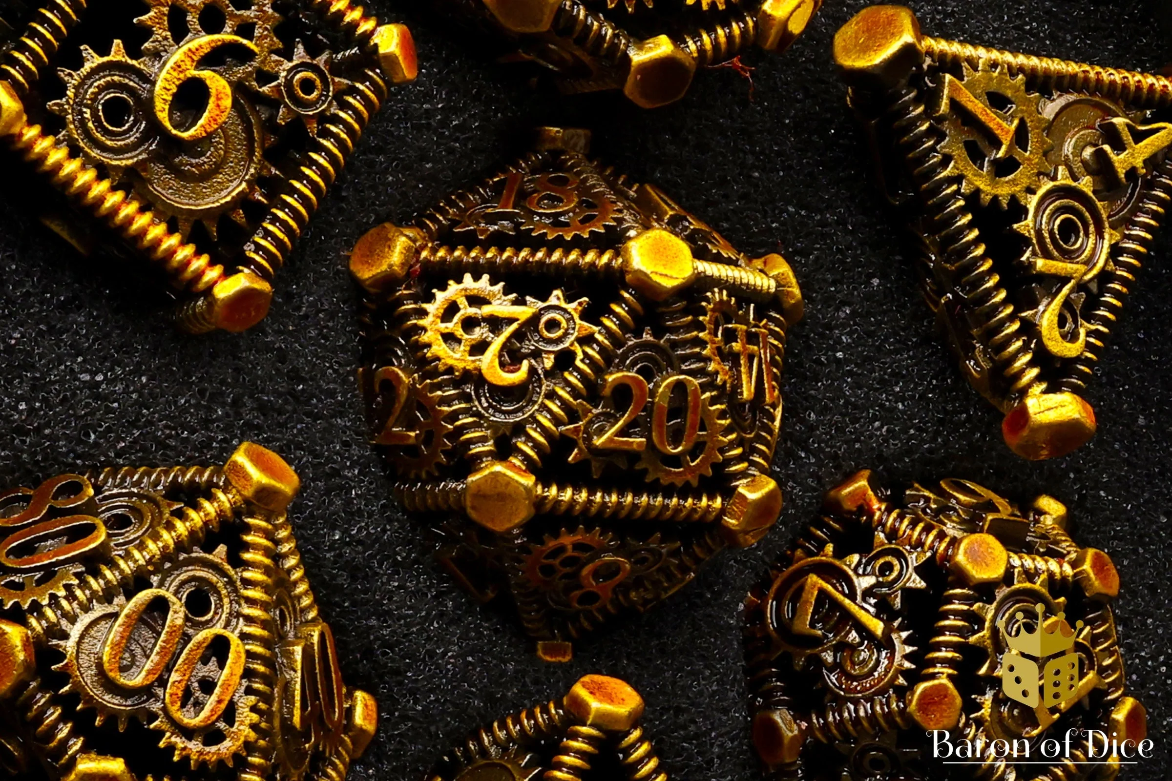 Cogs & Gears Metal Rpg Dice Set - 7 Pieces - Image 2