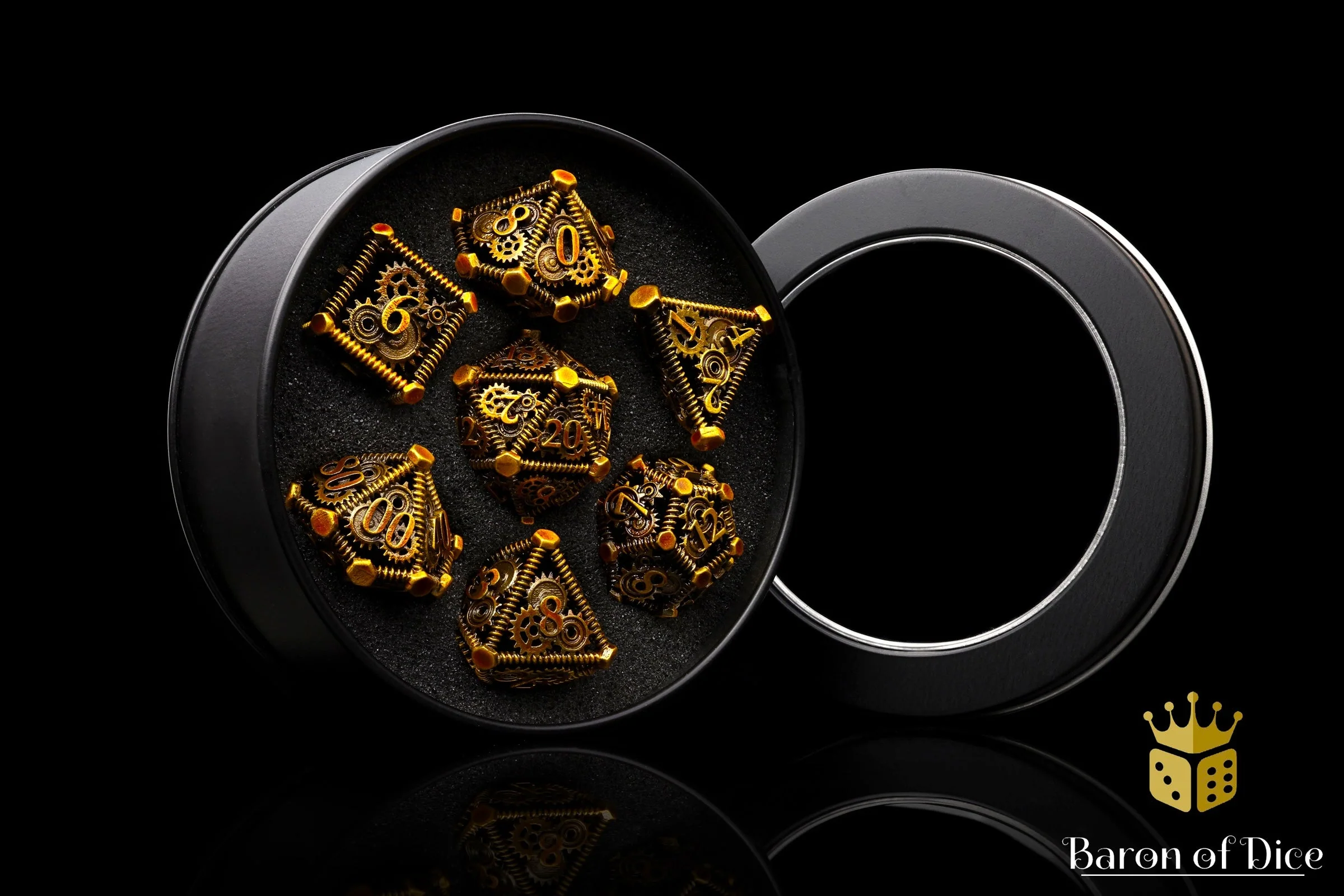 Cogs & Gears Metal Rpg Dice Set - 7 Pieces - Image 3