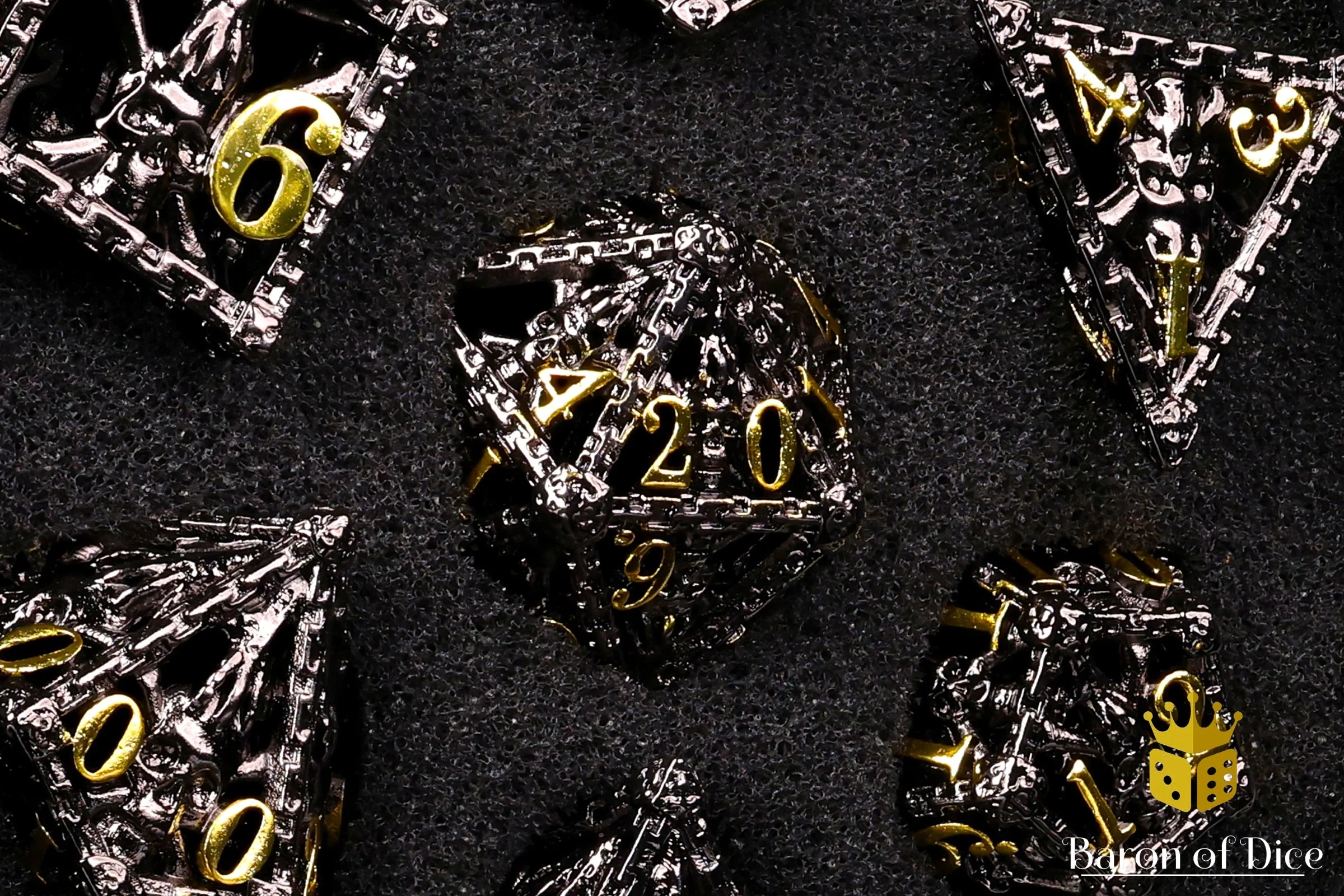Grim Skull Metal Rpg Dice Set - 7 Pieces - Image 2