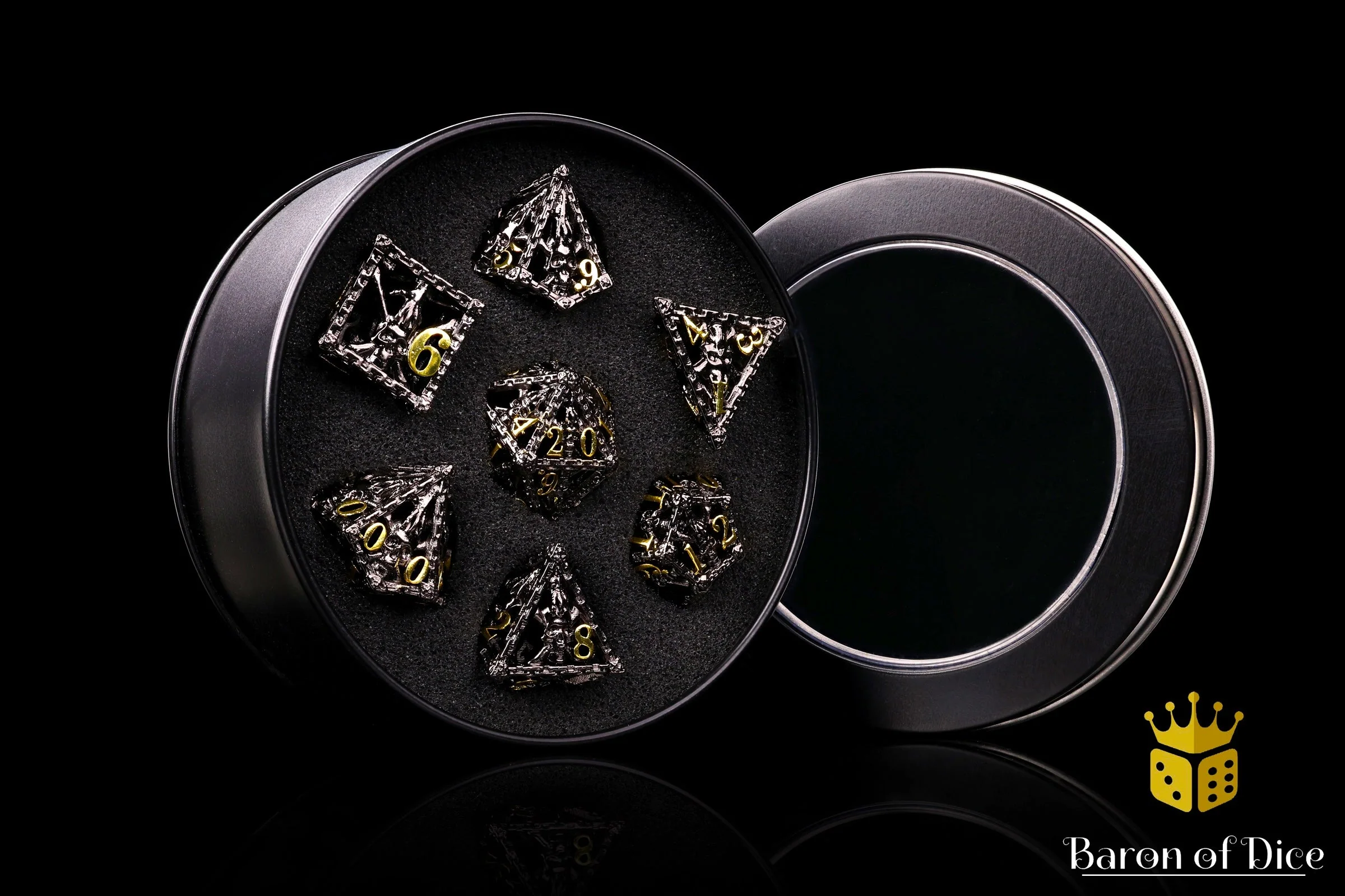 Grim Skull Metal Rpg Dice Set - 7 Pieces - Image 3