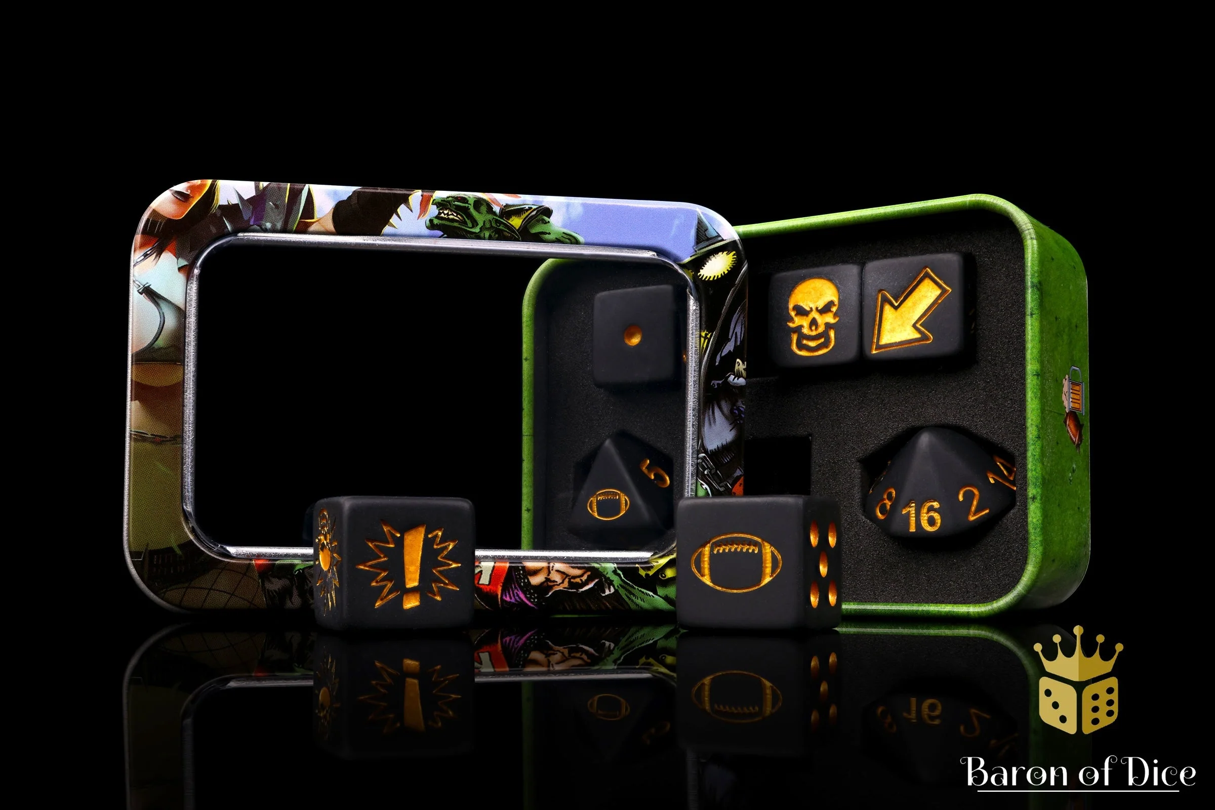 Matte Black, Football Dice Sets - Image 2
