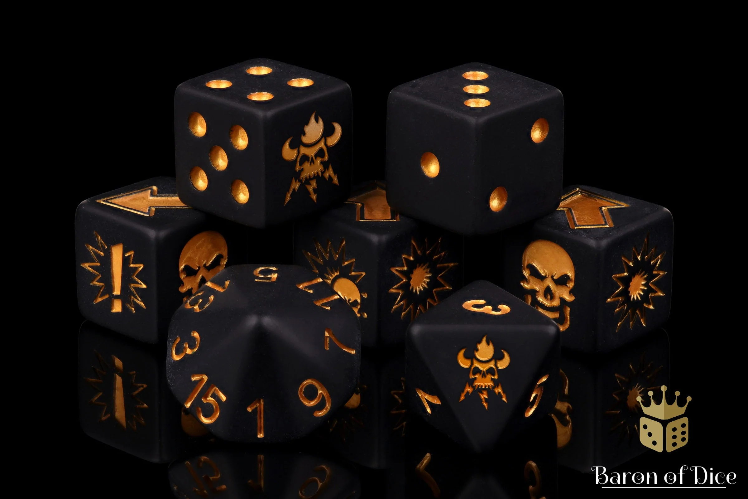 Matte Black, Football Dice Sets - Image 5