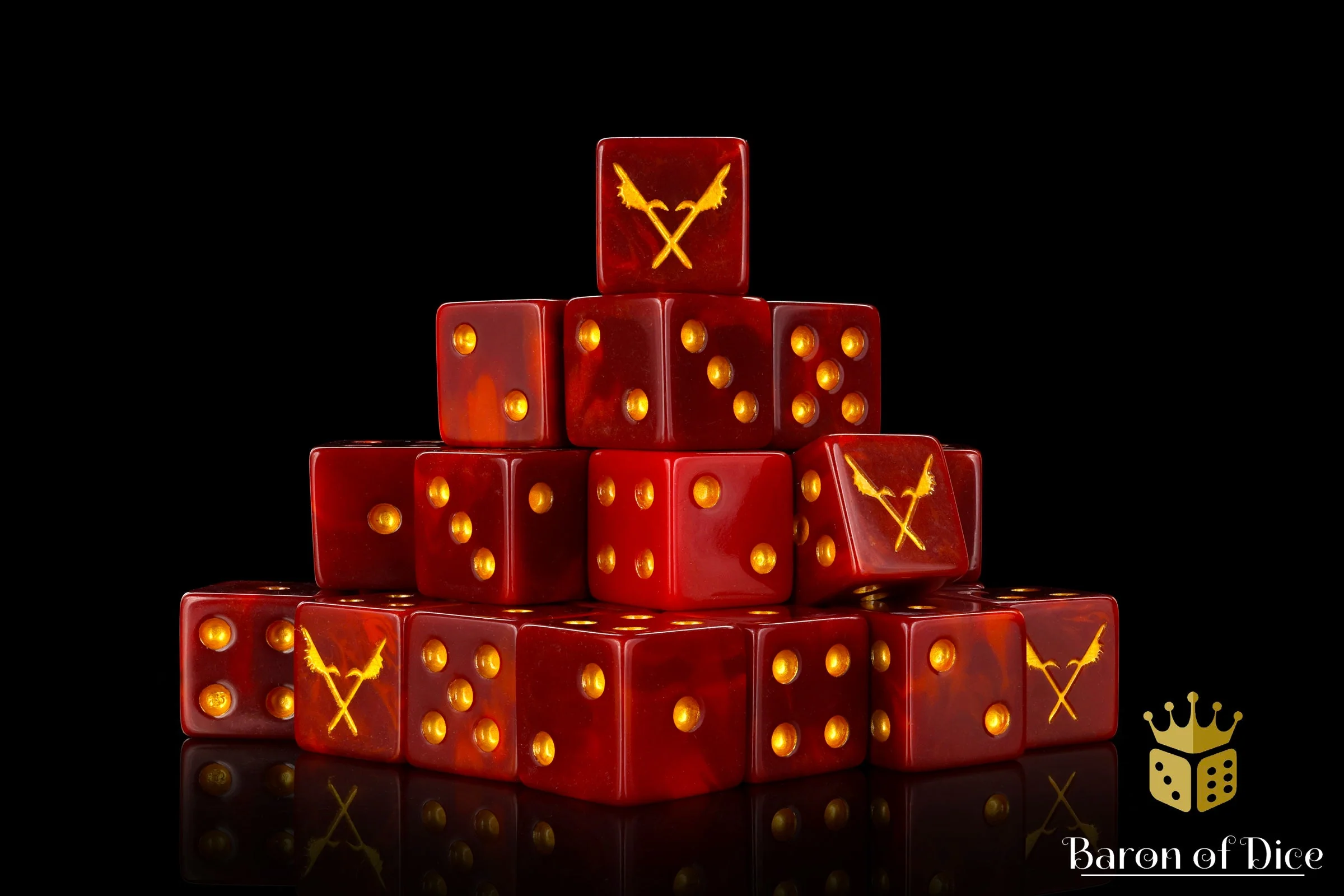 Men Of The East, Crossed Pikes, Red, Square 16Mm Dice - Image 4