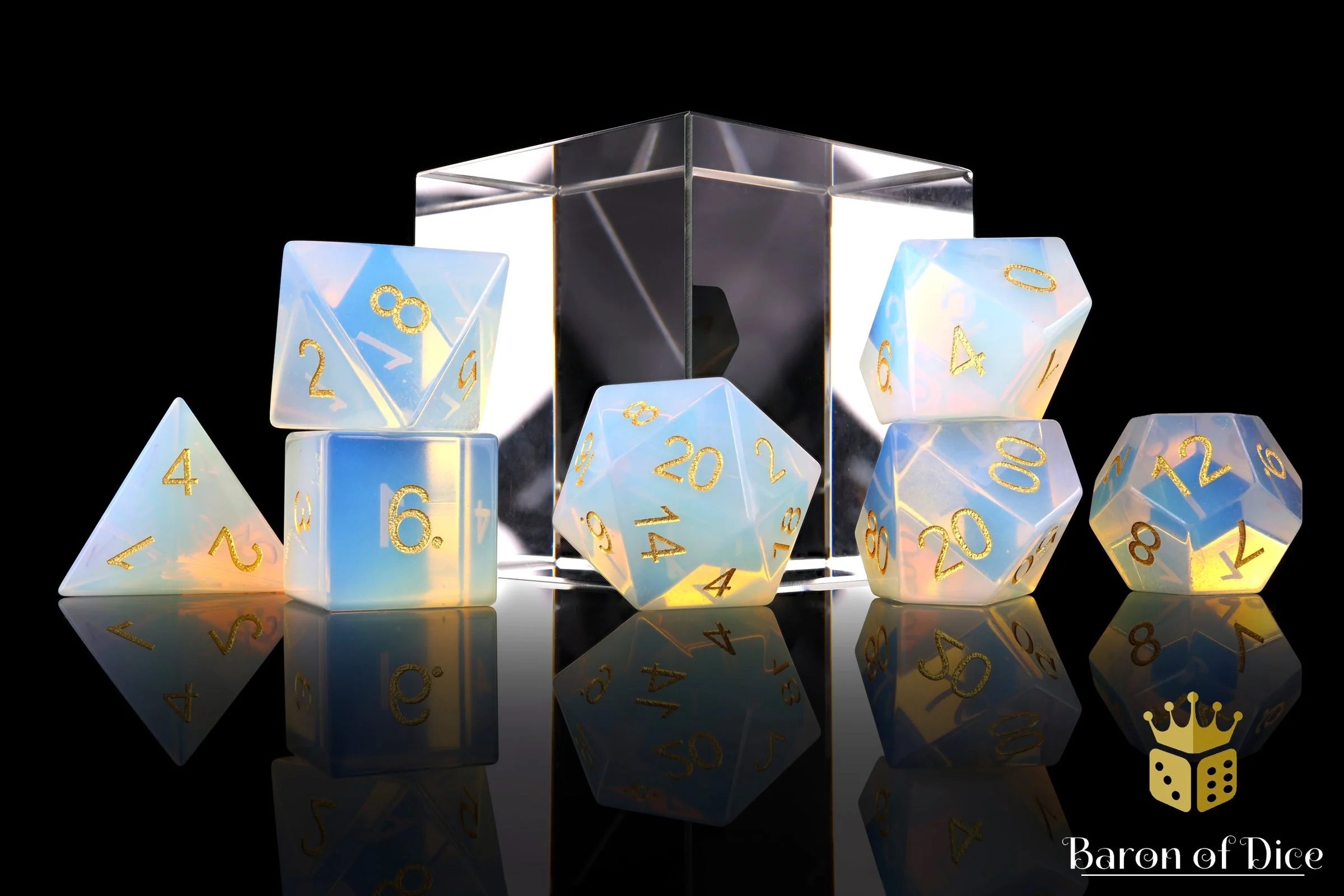 Natural Opal Gemstone Rpg Dice Set - 7 Pieces - Image 3