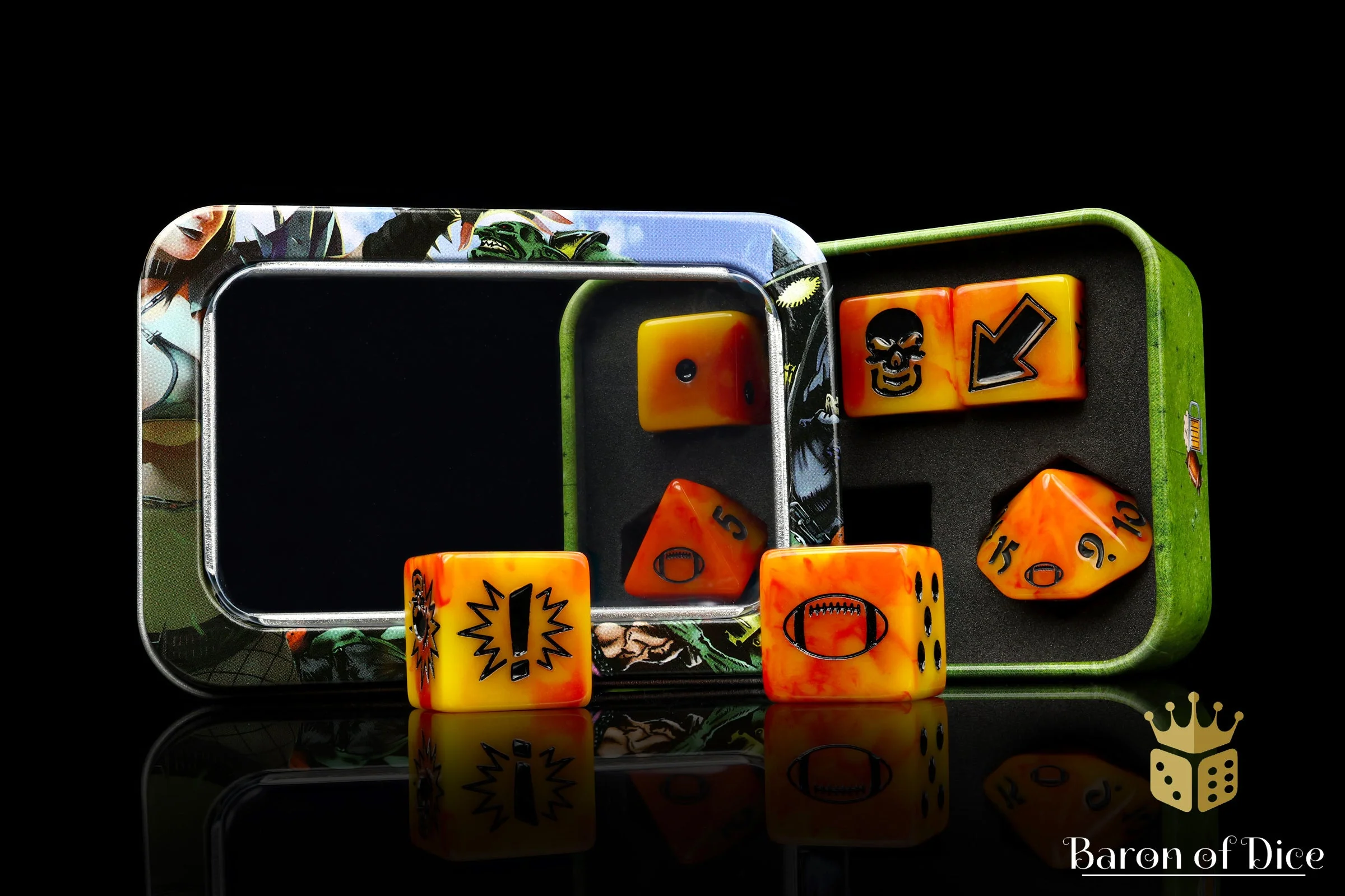Orange Fire, Football Dice Sets - Image 12