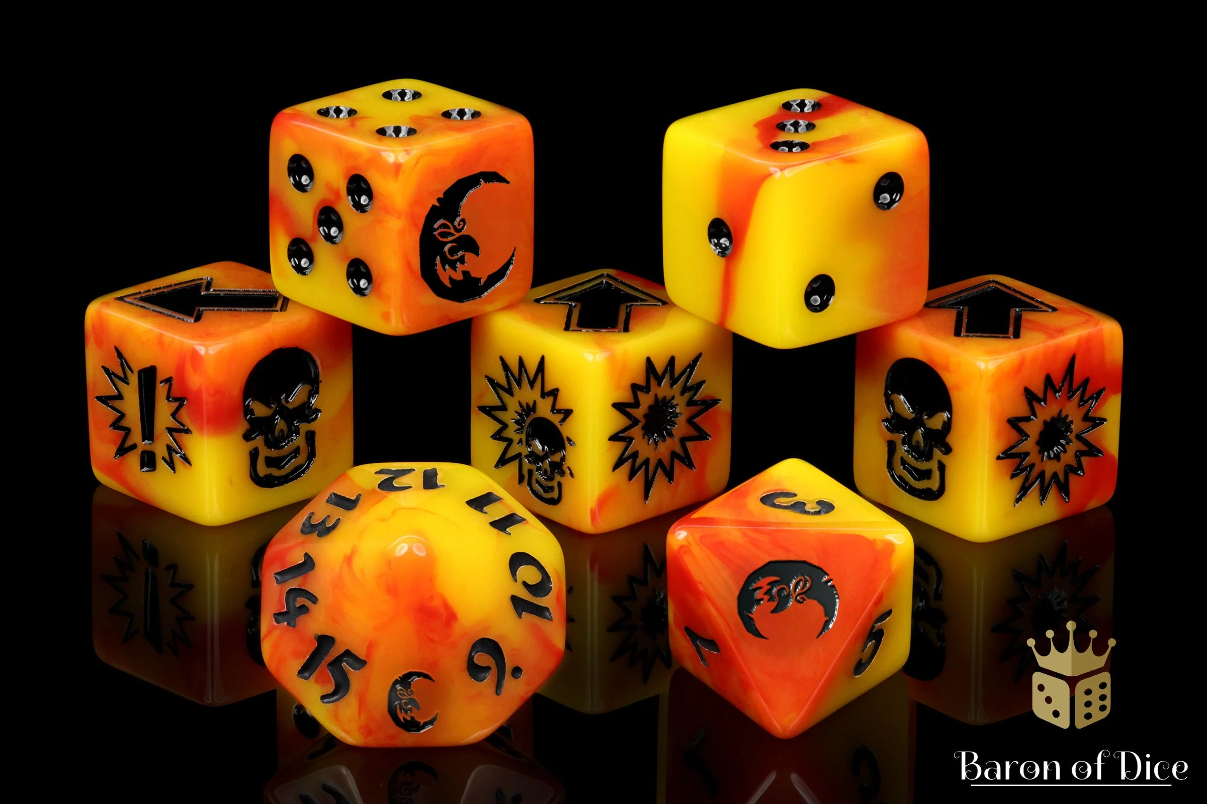 Orange Fire, Football Dice Sets - Image 14