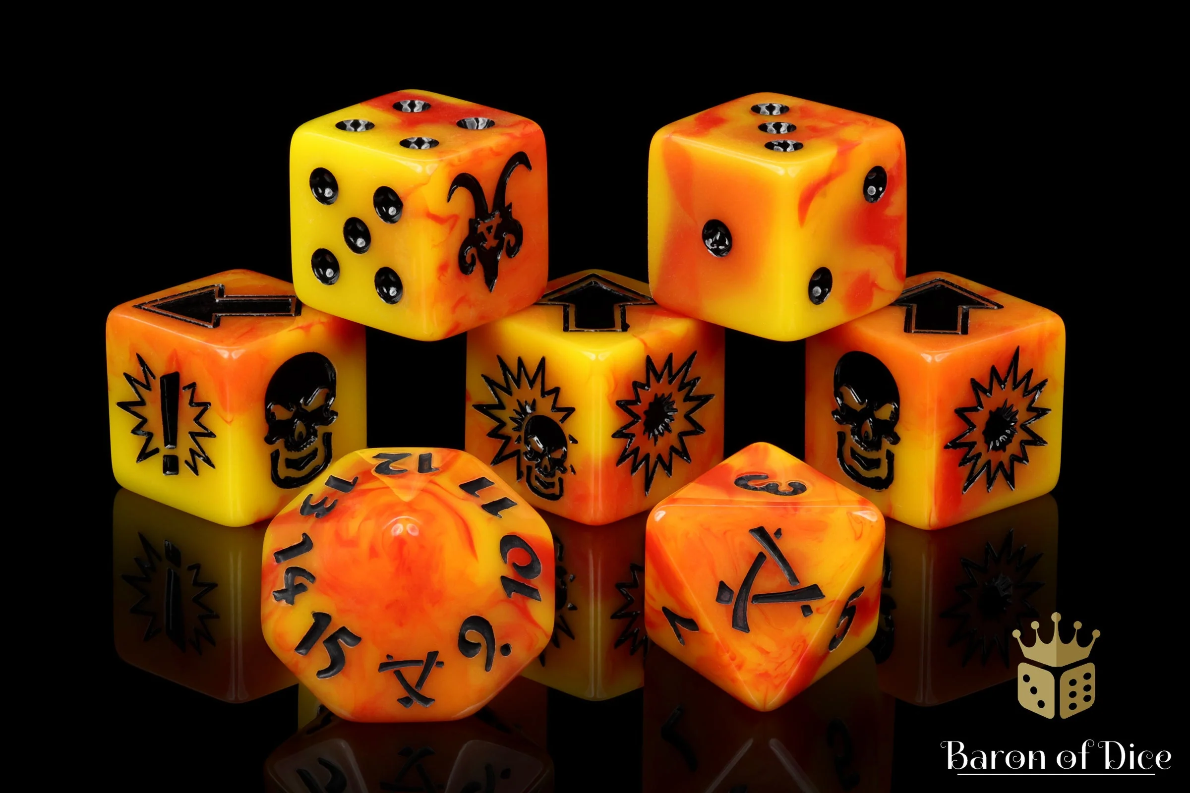 Orange Fire, Football Dice Sets - Image 3