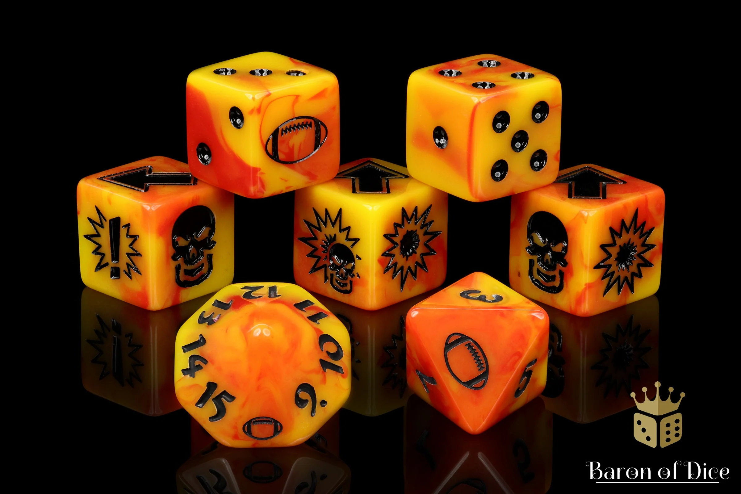 Orange Fire, Football Dice Sets - Image 4