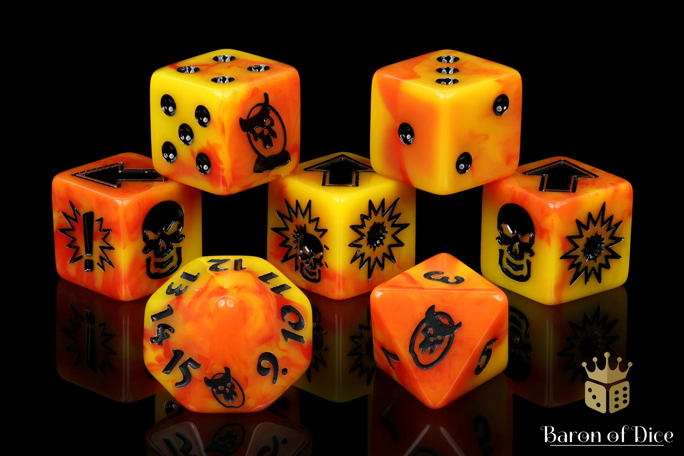 Orange Fire, Football Dice Sets - Image 5
