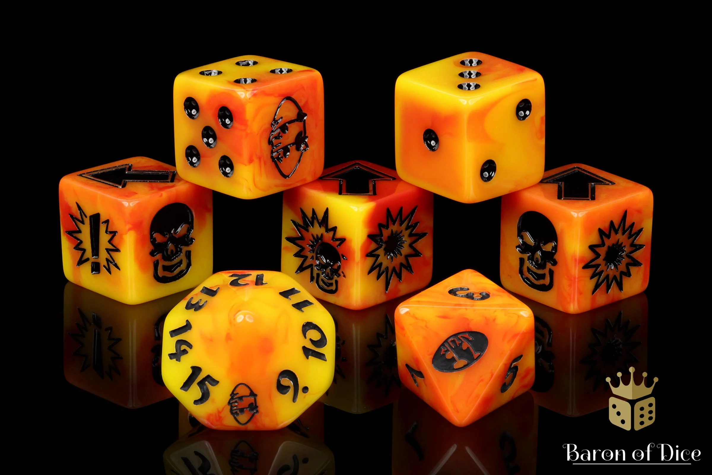 Orange Fire, Football Dice Sets - Image 6