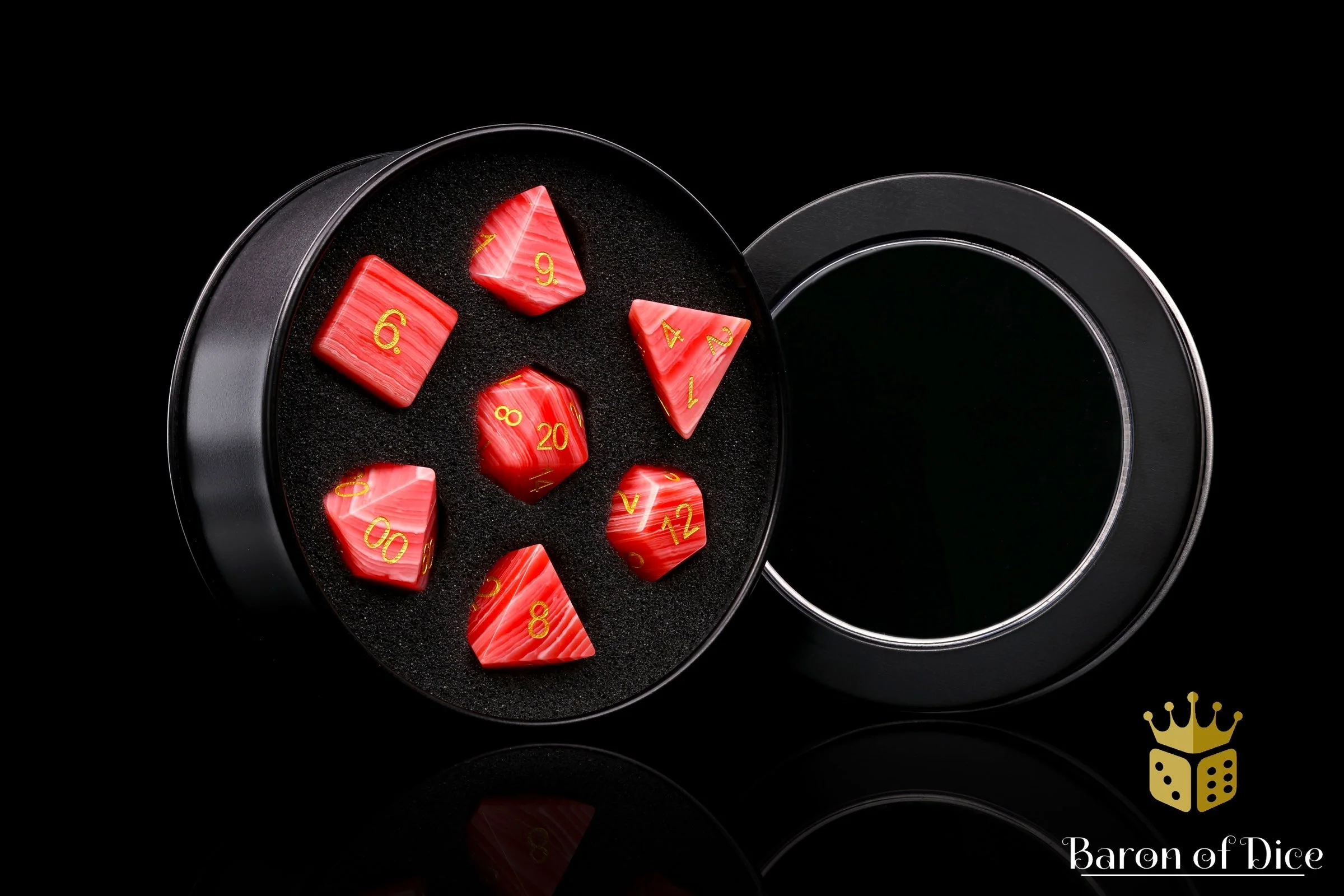 Rhodochrosite Sharp Edge Rpg Dice Set - 7 Pieces - Image 2