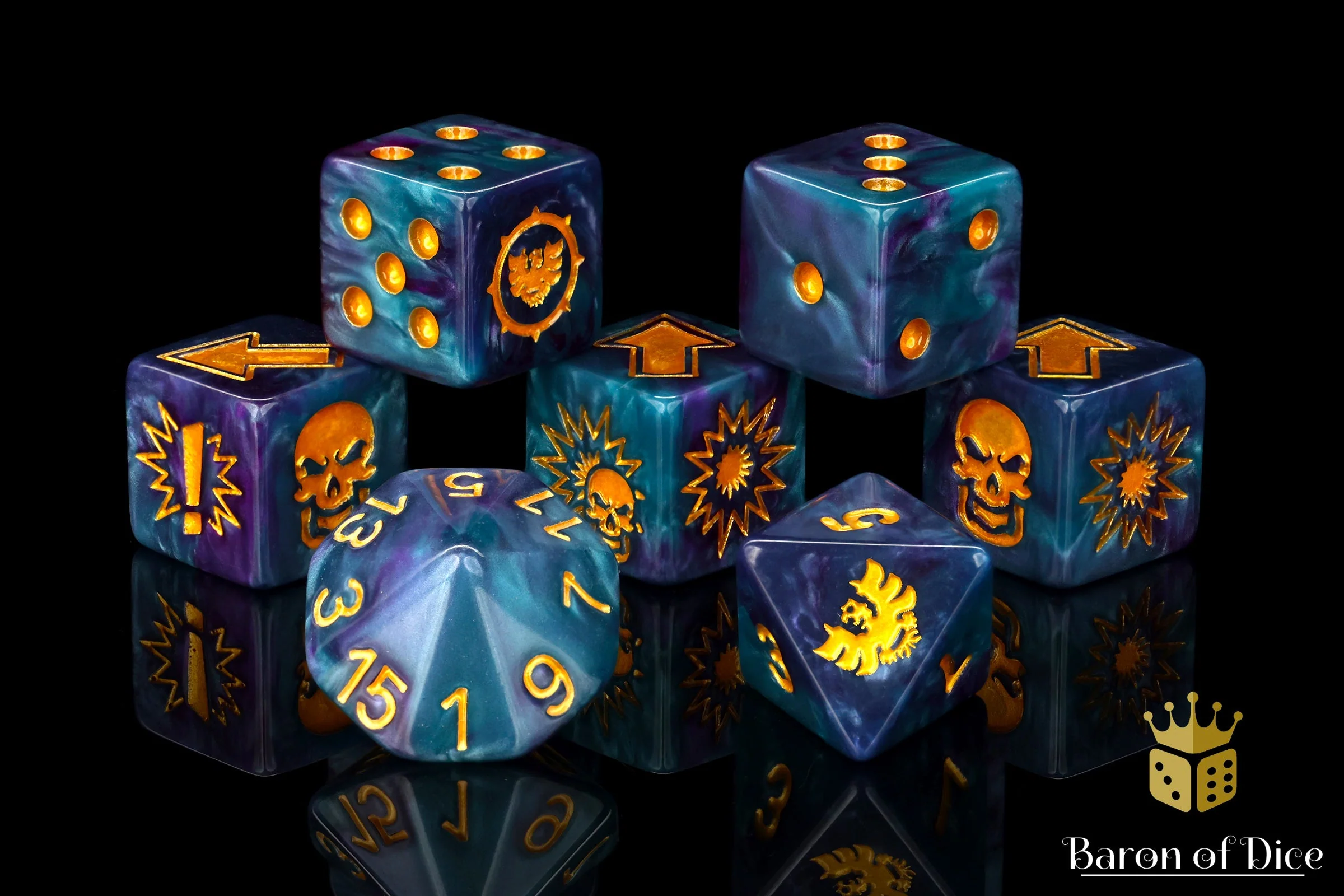 Tanzanite, Football Dice Sets - Image 11