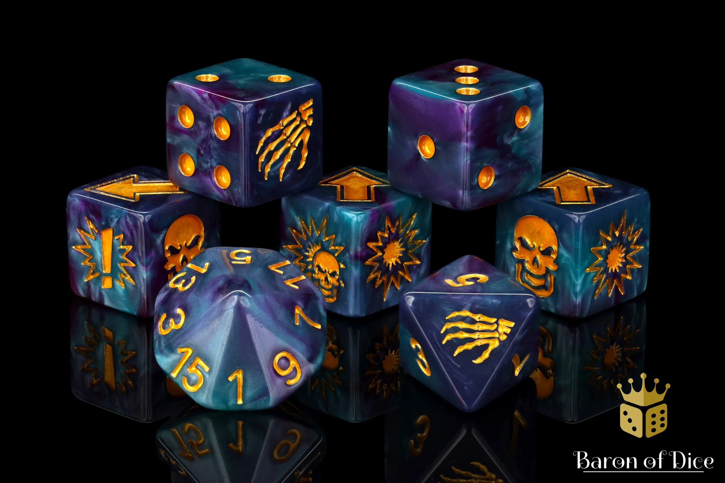 Tanzanite, Football Dice Sets - Image 12
