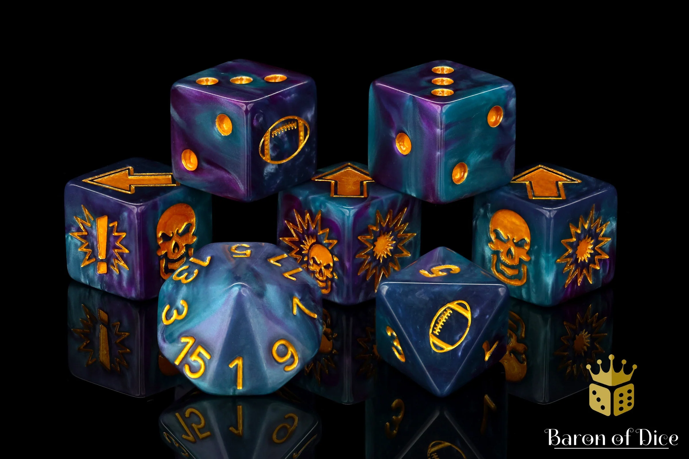 Tanzanite, Football Dice Sets - Image 7