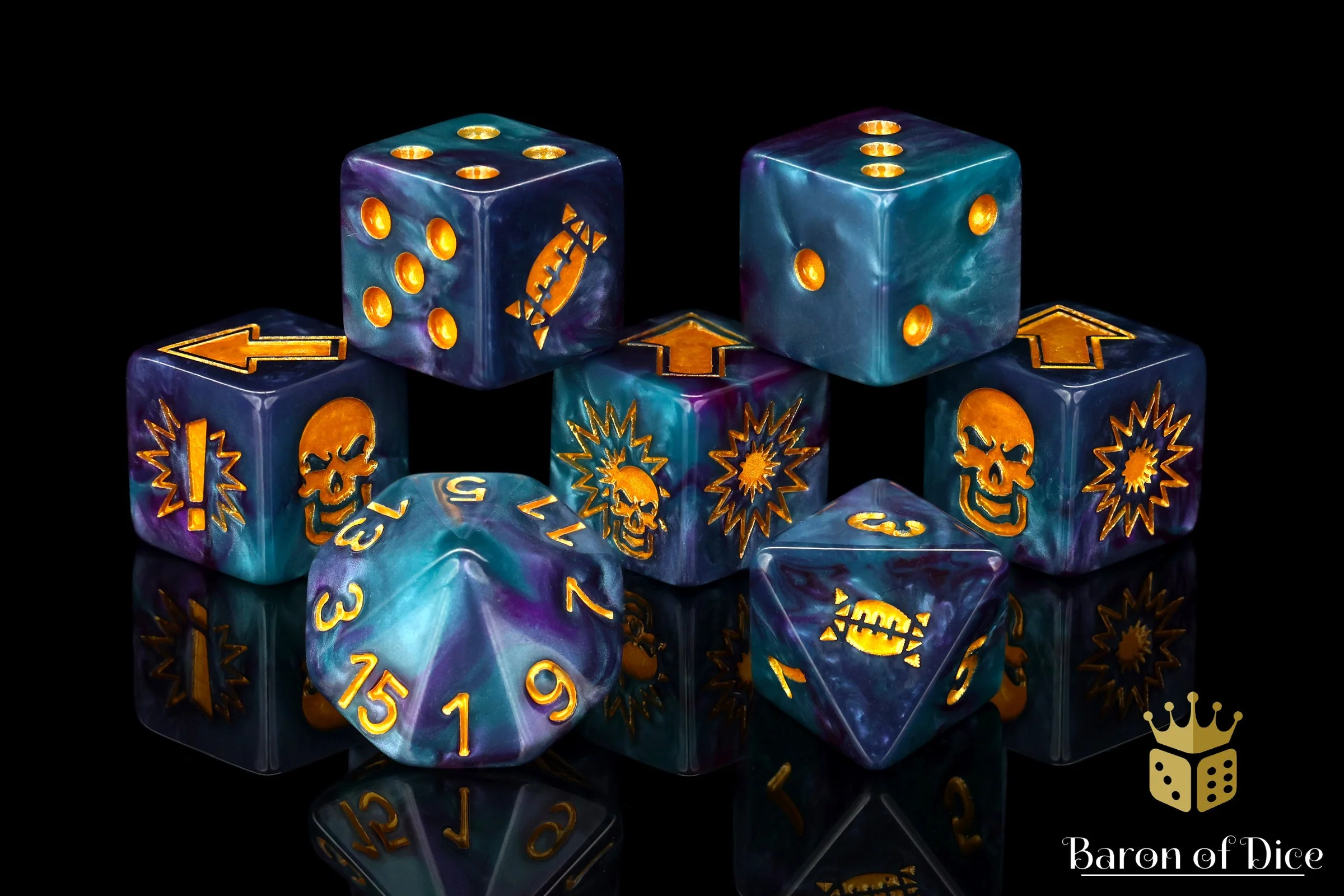 Tanzanite, Football Dice Sets - Image 9