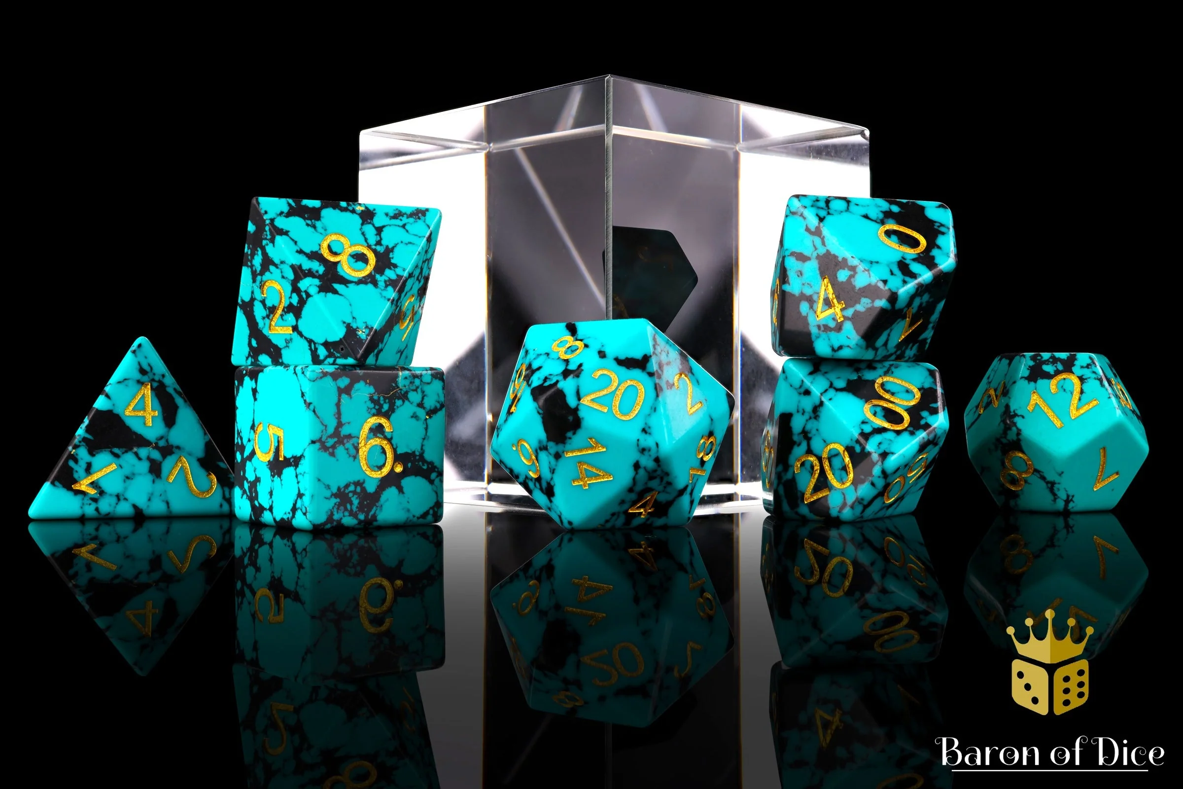 Turquoise Gemstone Rpg Dice Set - 7 Pieces - Image 3