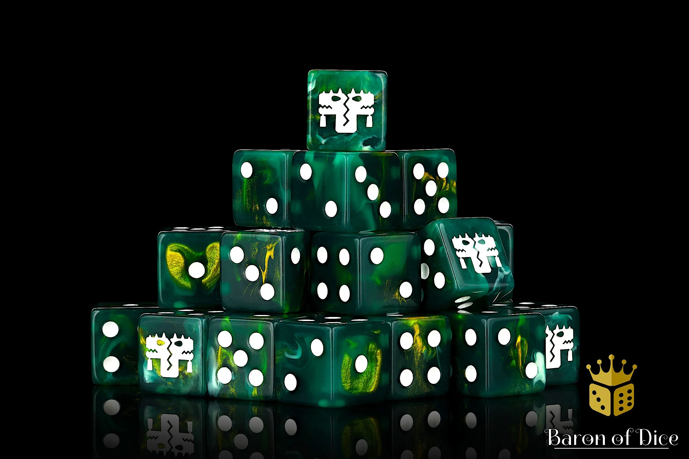 Twin Headed Lizard, Green & Gold, 16Mm Dice - Image 2